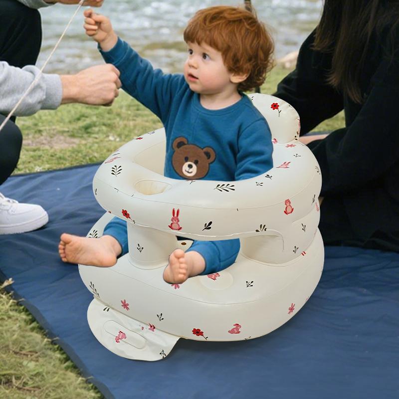 Baby Inflatable Sitting Chair Anti Tip Portable Indoor Outdoor Learning Seat Feeding Chair Bath Stool