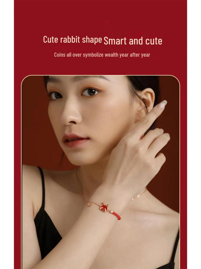2023 Year of the Rabbit Zodiac Red Rope Bracelet – Women's Lucky Charm and Christmas Gift