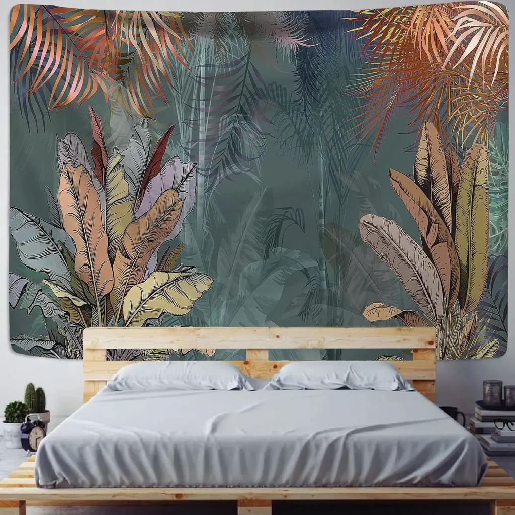 Nordic Ins Home Living Room Bedroom Fabric Hanging Painting Background Decoration Tropical Plant Print Tapestry Wall Hanging