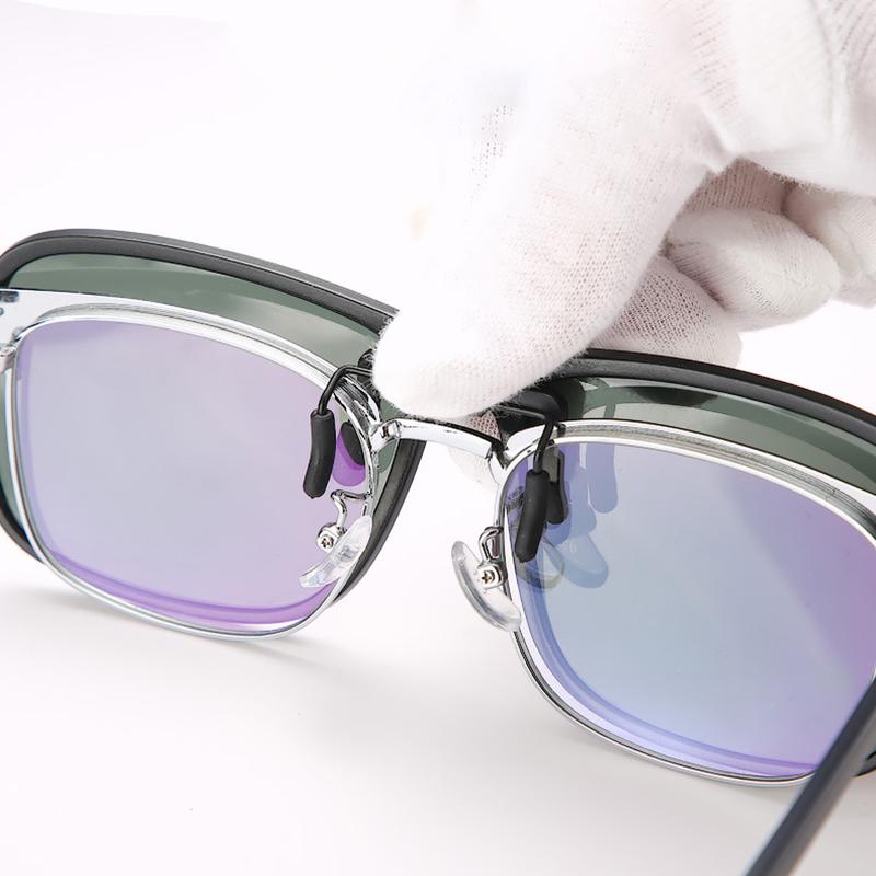 Clip Polarized Sunglasses Square Men Clip On Glasses Flip-up Frames Sunglasses Covers Blue Night Vision Color Lens