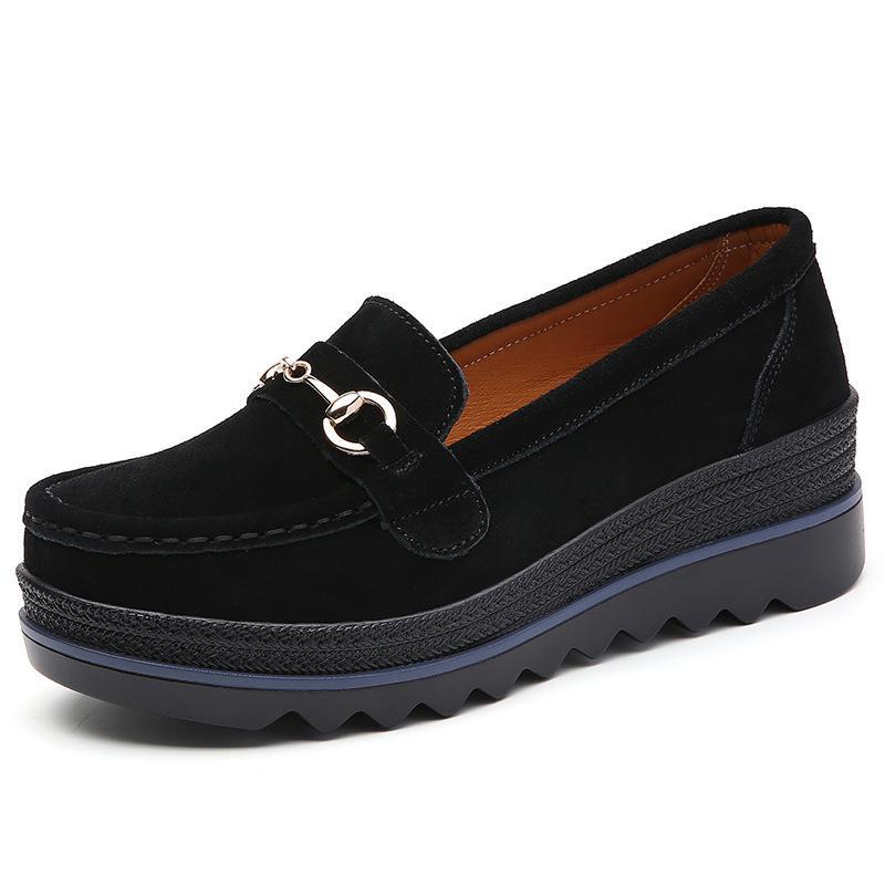 Spring and Autumn Rocking Shoes Casual Muffin Shoes Platform Women's Single Shoes Metal Buckle Decorative Mother Shoes