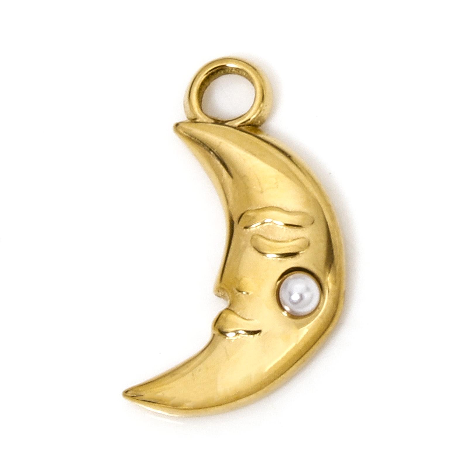 

1 Piece Stainless Steel Charms Gold Plated Heart Filigree Shell Imitation Pearl Moon For Jewelry Making DIY Necklace Bracelet
