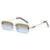  Fashion Rectangle Women Sunglasses Vintage Rimless Clear Ocean Gradient Lens Men UV400 Trending Sun Glasses