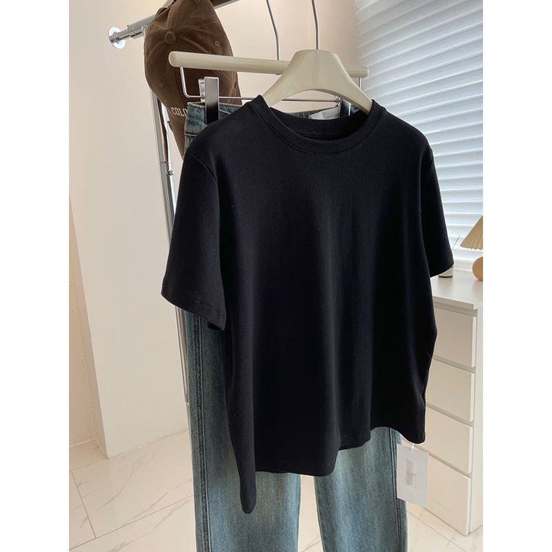 100.00kg Plus Size Minimalist Net Version Pure Cotton Loose Short Sleeve Tops Female Spring Summer Slimming Flab Hiding Fat Sister T-shirt
