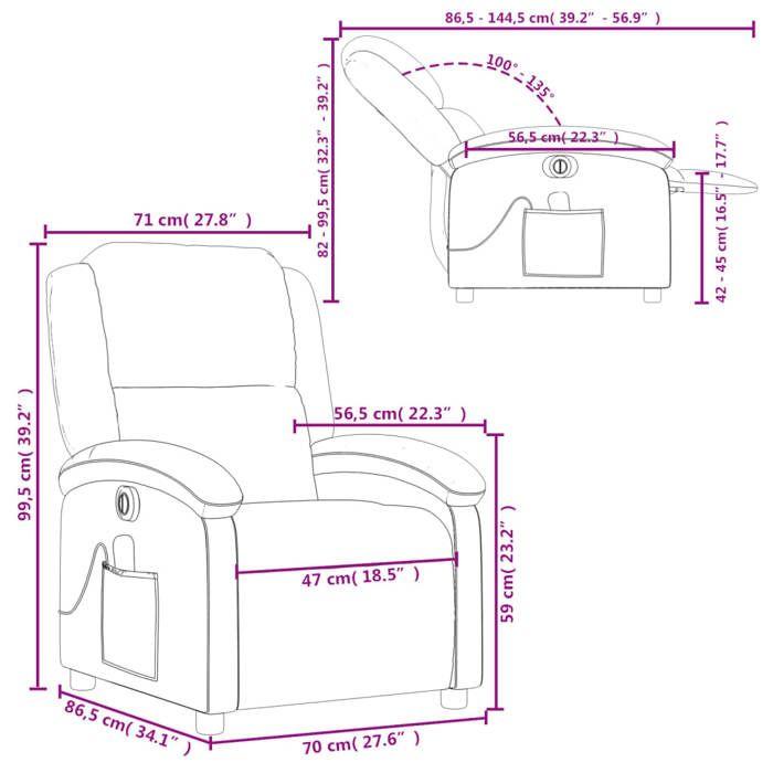 VidaXL Fauteuil de Massage Inclinable Électrique, Chaise de Relaxation avec Dossier et Repose-pied Réglables, Siège de 3204158