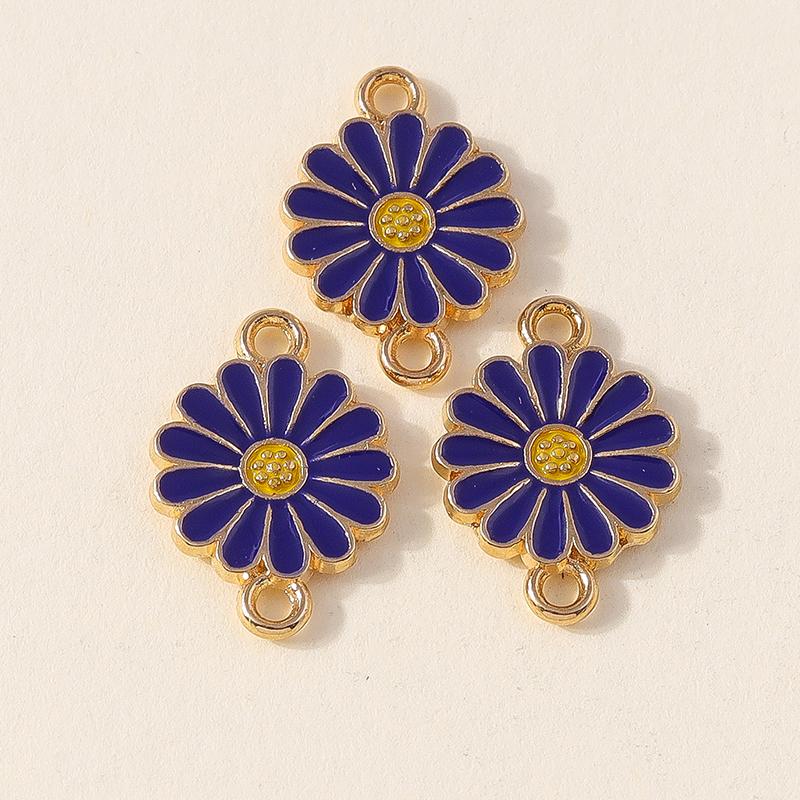 Leslie 10 Stück Bunte Doppel Loch Gänseblümchen Anhänger Für Schmuckherstellung Armband Halskette DIY Schlüsselanhänger Anhänger