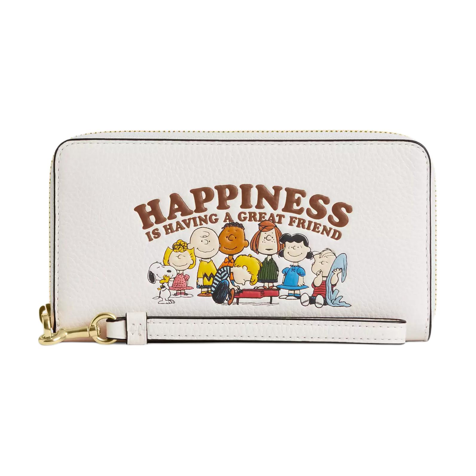 Coach X Peanuts Collaboration Long Cartoon Print Leather Wallet Women wallet Multicolor CBN35-IMCAH Chalk Multicolor
