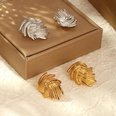 Fashion Irregular Wheat Ear Design Sense Stainless Steel Earrings Women's Light Luxury Trend 18K Earrings