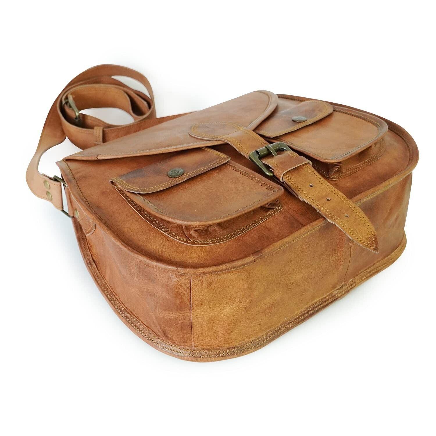 Женская винтажная коричневая кожаная сумка-мессенджер через плечо — фото 2