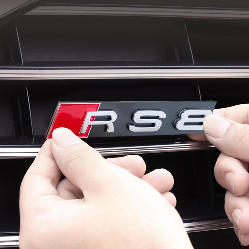 3D ABS Chrome Black Logo S3 S4 S5 S6 S7 S8 Emblem Car Front Grille Badge For 4kyvc S3 S4 S5 S6 S7 S8 Auto Decoration Accessories kyvc4