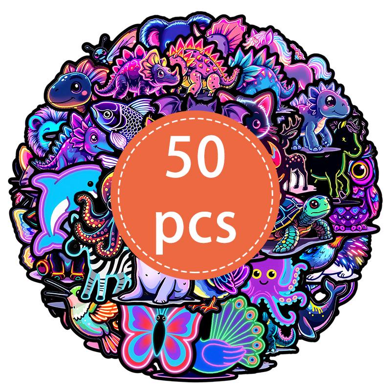 

50PCS Neon Animal Stickers Cute Kawaii Animal Sticker Waterproof Vinyl Decals Pack for Laptop Scrapbook Skateboard Phone
