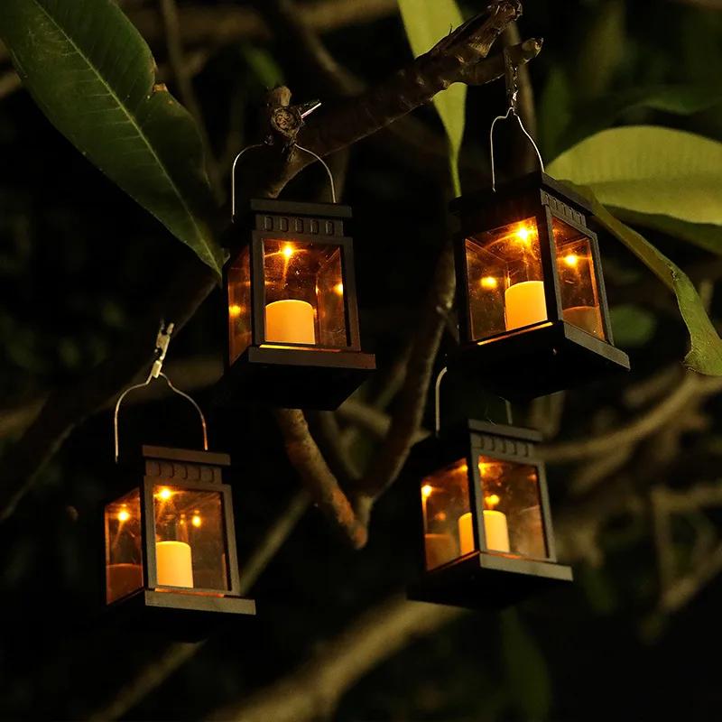 Solar Hanging Candle Lights - Outdoor Decorative Lanterns for Wedding Landscape Ambiance