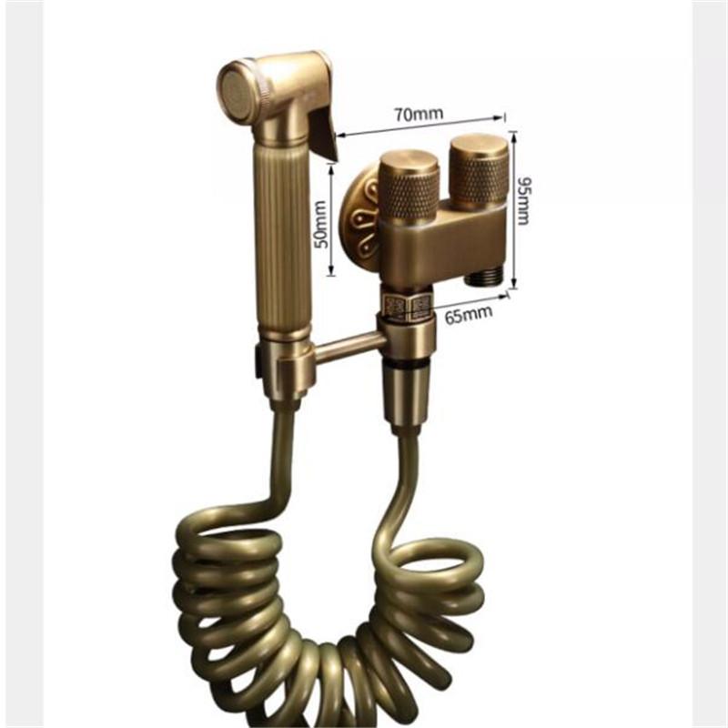 Antique Bronze Toilet Bidet Sprayer Set Brass Double Use Bidets Faucet Bathroom Sprayer Shower Bidet Faucet High Pressure Gun