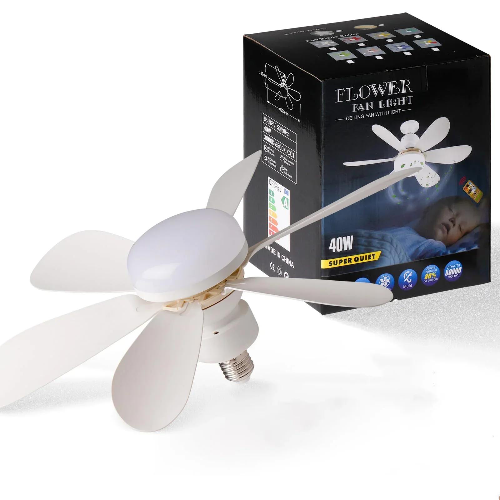 

LED ceiling fan light E27 with remote control dimming 3-speed adjustable wind speed suitable for living room study home use