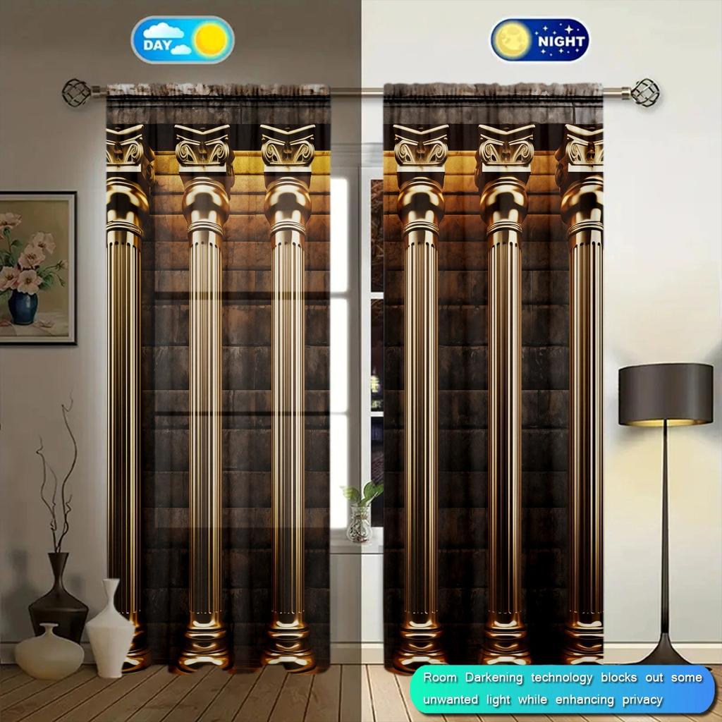 Vorhang mit Römerdruck zur Heimdekoration - Stangentaschen-Fensterbehandlung für Schlafzimmer, Küche, Wohnzimmer