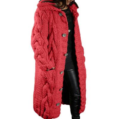 Women's Autumn Winter Long Sleeve Knitted Cardigan Coat Casual Streetwear Hooded Sweater Coat Plus Size 5XL