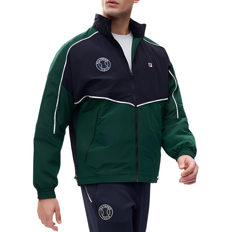 Fila Athletics Tennis Color Block Stand Collar Cotton Jacket Winter Men Jacket Pine-Green A11M213902F-DG