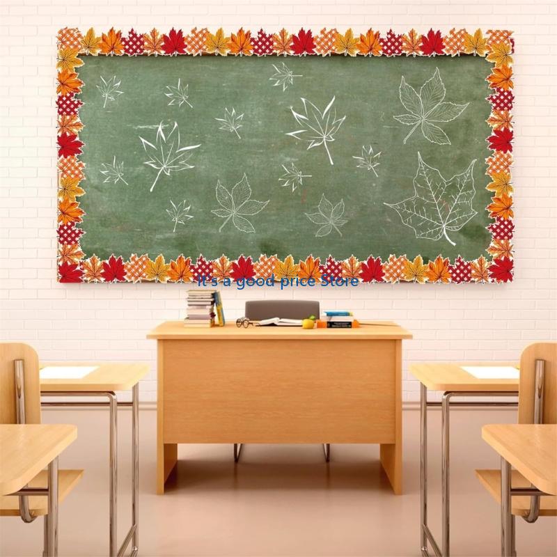 Bulletin Board Border 32.8ft Thanksgiving Leaf Border Trim Wall Sticker for Classroom Whiteboards Chalkboard Decoration