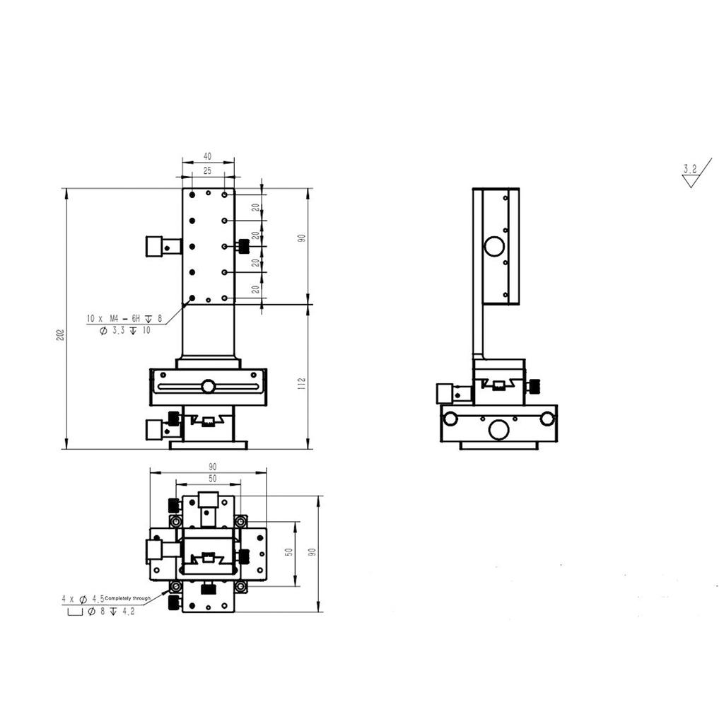 Linear Translation Stage XYZ Axis Manual Trimming Adjustable Platform 40 x 90mm HF3‑A90