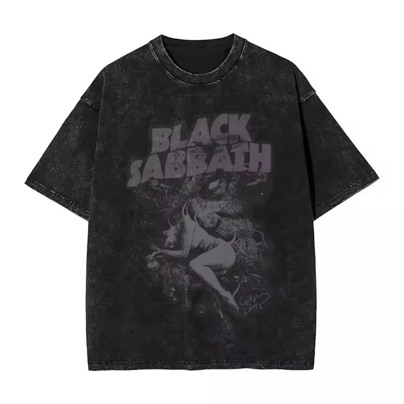 Black Sabbathes Metal Music Washed T Shirts Hip Hop Arrival Mens Clothes Tee Shirt Homme Graphic T-Shirts Men