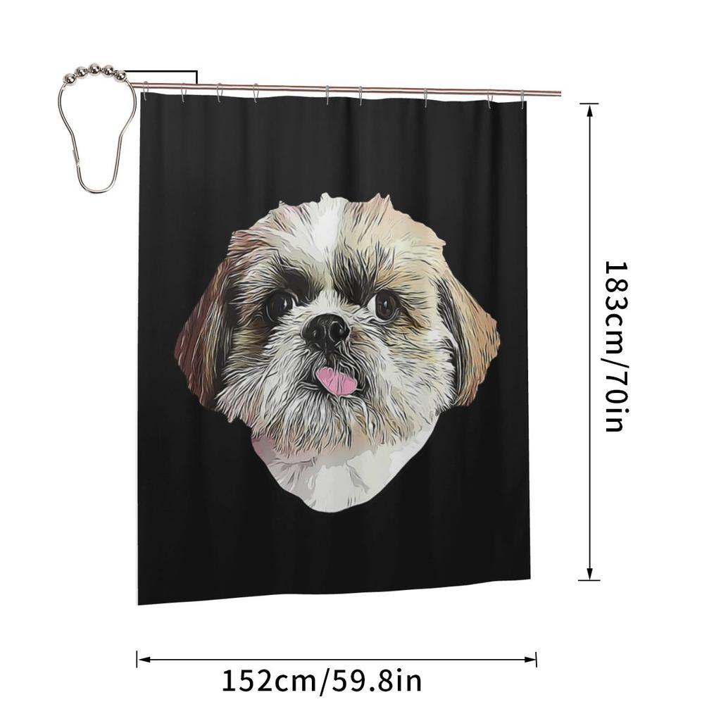 Shih Tzu Dog Shower Curtain Bathroom Polyester Waterproof Bath Curtains With Hooks
