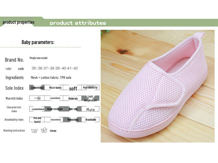 Waterproof Non-Slip Maternity Home Shoes - Breathable, Thick-Soled, Buckled Design for Spring, Summer, and Autumn.