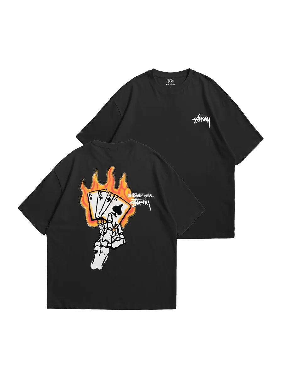 Khaki oversized T-shirt with print Axes 3XL
