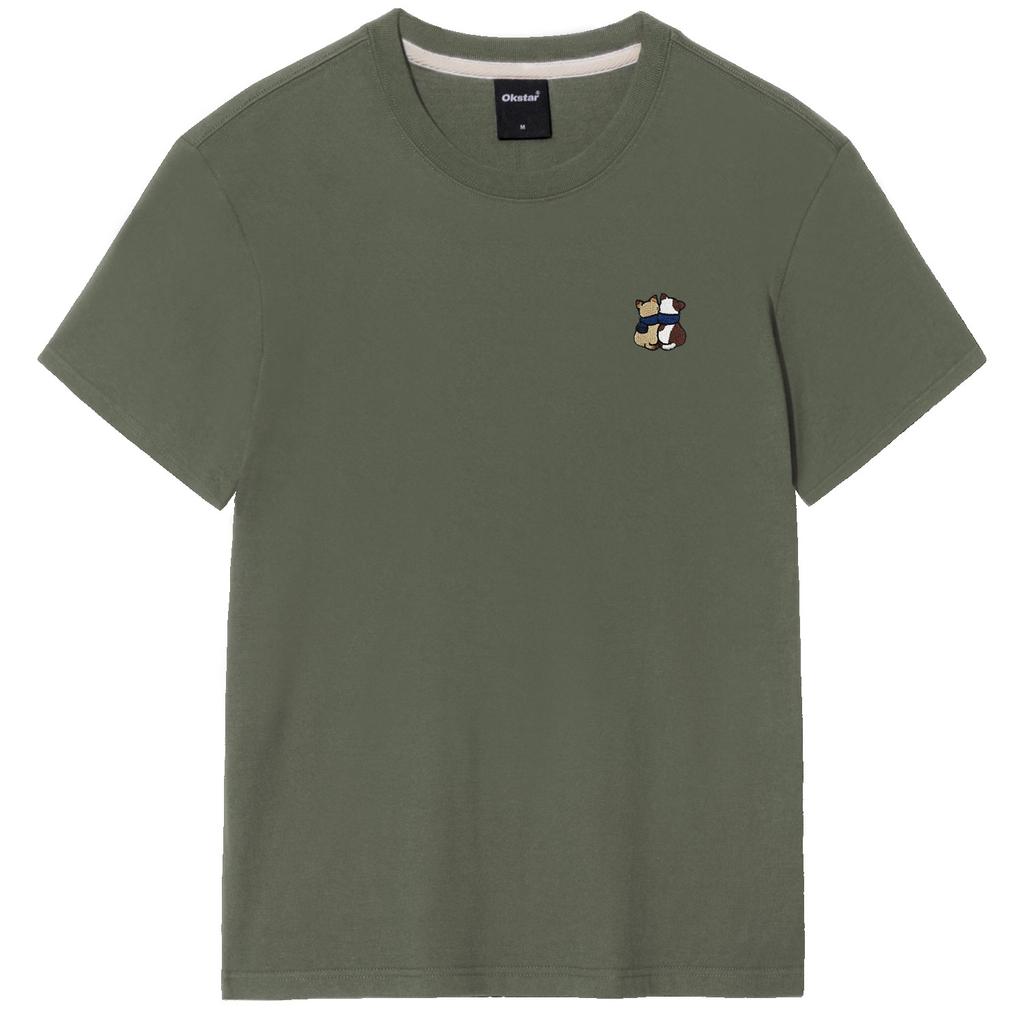OKSTAR Cat Friends Embroidered Short Sleeve T-Shirt (Type A)