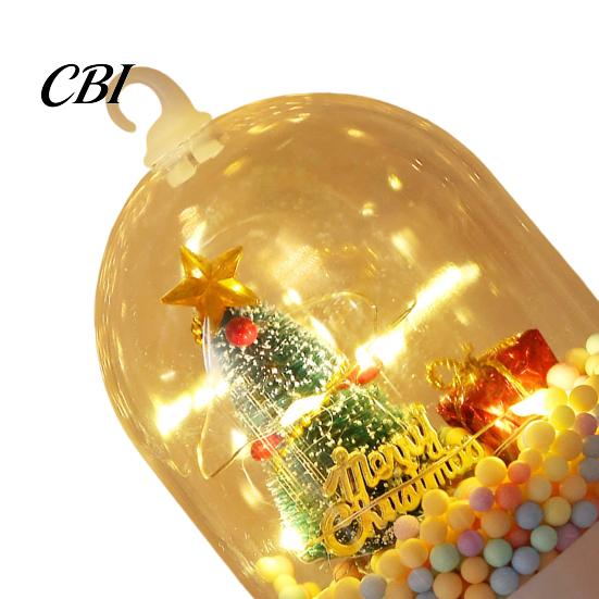 Colorful Gradient Light Ornament Christmas Tree in Dome with LED Light, Mini Cedar Up Safe Nursery Night Ornament, Battery Powered Decorative