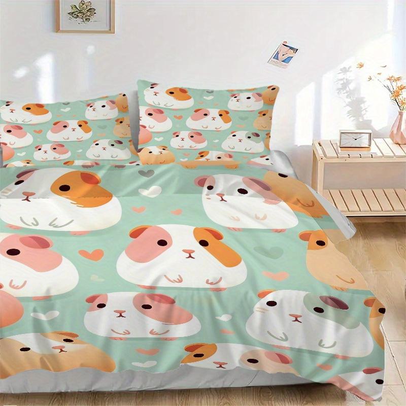 

3pcs Guinea Pig Bedding Set, Suitable for Bedroom Decoration, (Includes 1 Duvet Cover And 2 Pillowcases, Quilt Not Included) yy250822148 135x200cm