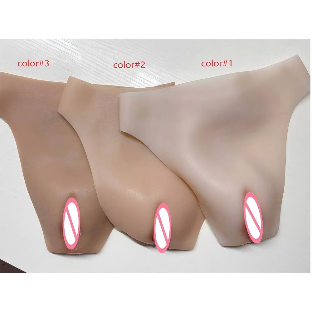 Silikon-Tanga mit künstlicher Vagina Dehnbarer T-Rücken Gaff Höschen für Crossdresser Sissy Cosplay Kostüm Unterwäsche