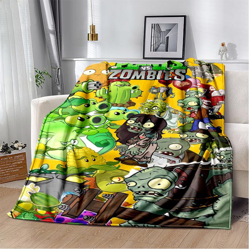 P-Plants vs. Z-Zombies Game Blanket Sofa Office Nap Peashooter Blanket Student Dormitory Bed Cover Customizable