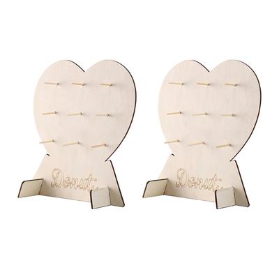 2Pcs Heart Shaped Cake Display Rack Wooden Cake Dessert Holder Stand for Kids Birthday Baby Shower Wedding Decoration
