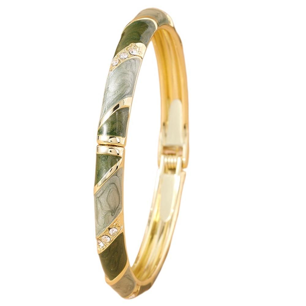 Enamel Vintage Cloisonne Bangle Lines Shape Women's Hand Bracelet Chinese Crystal Bangle Ladies