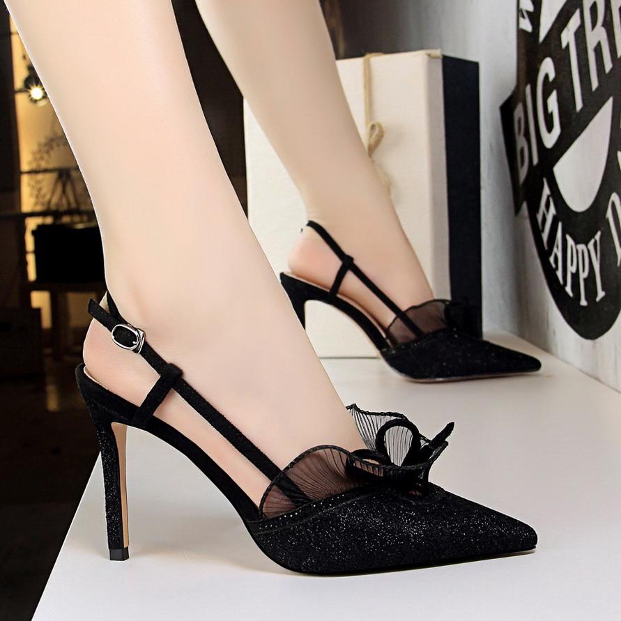 Fashion 2025 Women Summer 9cm High Heels Lace Sandals Lady Fetish Stiletto Pumps Female Escarpins Strappy Mesh Party Green Purple Shoes