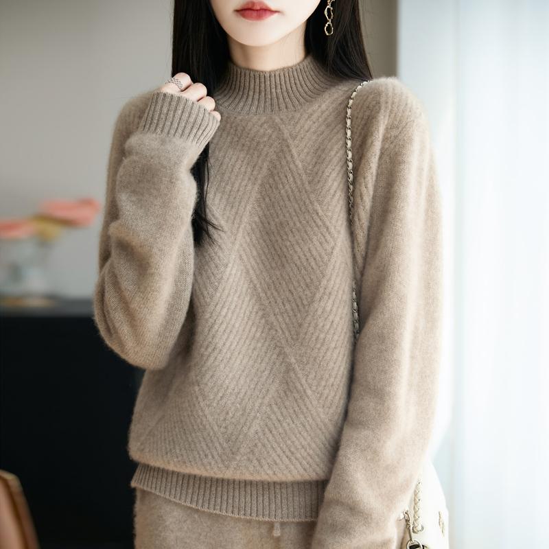 Damen Pullover 100% Wolle MODERN NEW SAGA Rollkragen Strickpullover Dicke Winterpullover Damen Strickoberteile