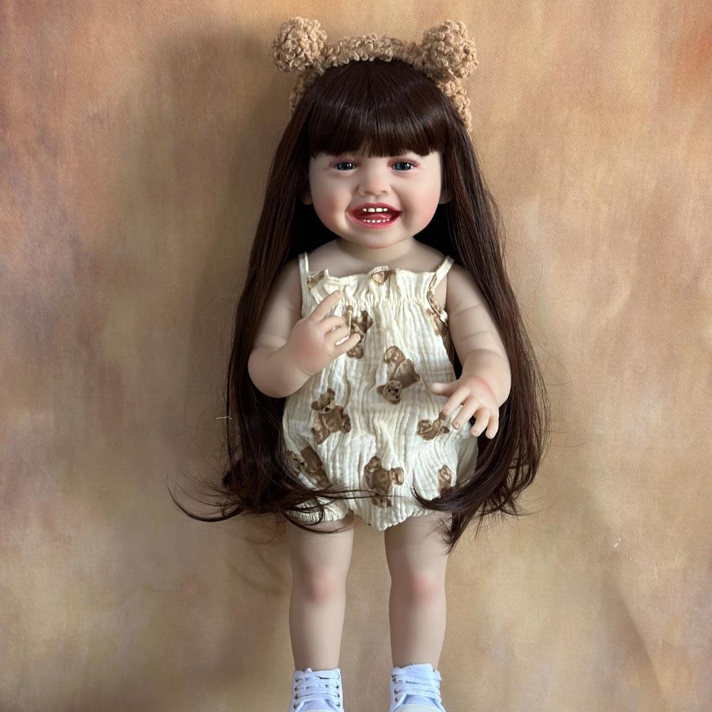 

BZDOLL Reborn Кукла-младенец Реалистичная Кукла 55 СМ 22 Дюйма Игрушка Полностью Мягкий Винил Принцесса Малыш Искусство Бебе Подарки на День Рождения для Ребенка vinyl body doll