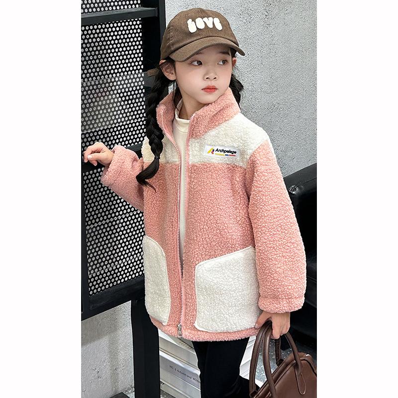 

Теплые куртки для девочек, детская осенне-зимняя верхняя одежда, детские бархатные пальто, подростковая мода, с подкладкой 100cm розовый