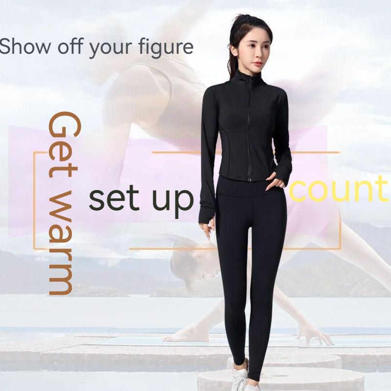 Sports Yoga Long-Sleeved Zipper Top Women'S Slim Fit Elastic Quick-Drying Fitness