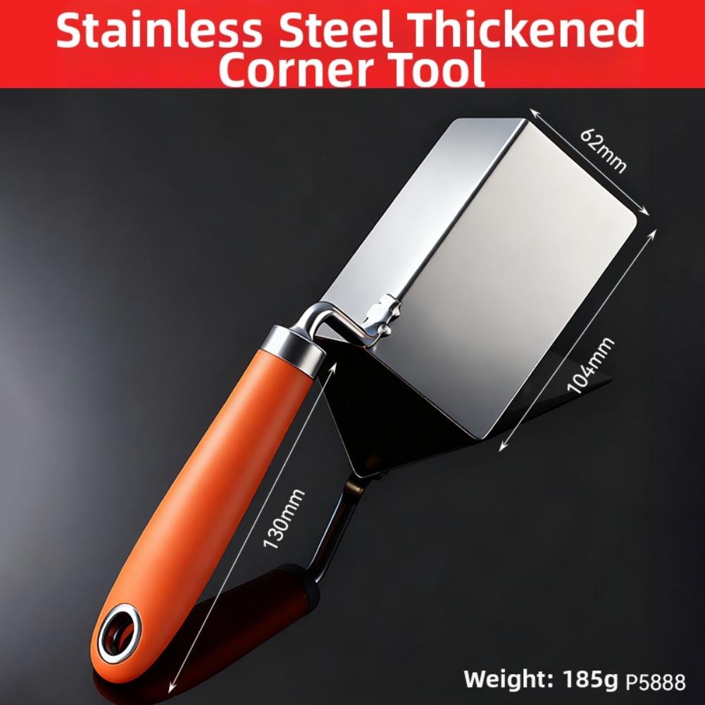 Efficient Stainless Steel Corner Tool with Non Slip Rubber Handle for Professional Level Inner and Outer Finishes