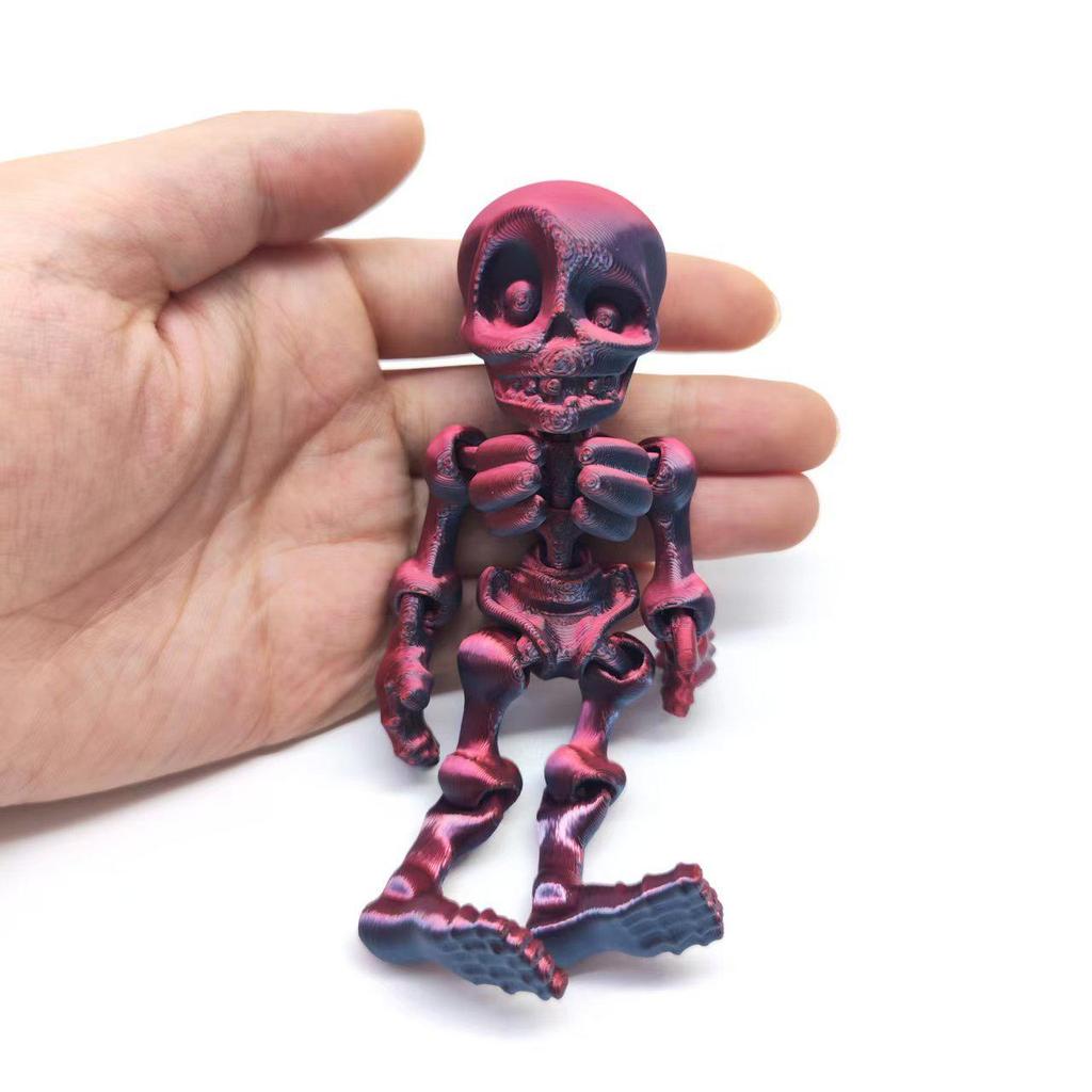 3D Printed Movable Skeleton Man Refrigerator Magnet - Halloween Decoration Model