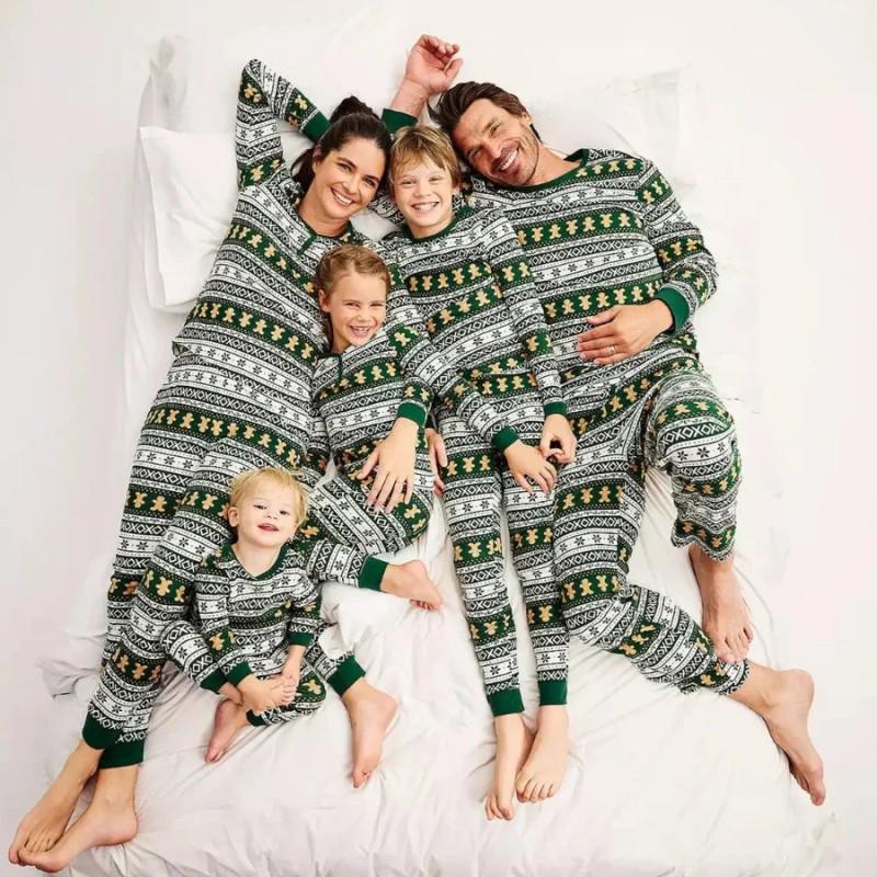 2024 Gingerbread Man Print Holiday Family Matching Pajamas