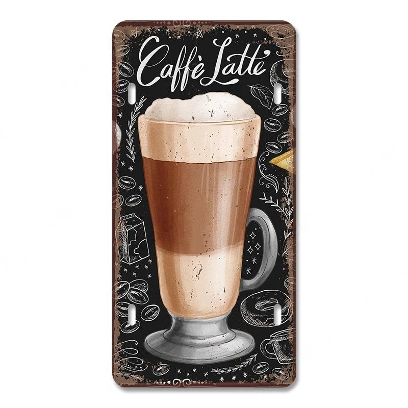 Coffee Licenses Vintage Metal Tin Signs Retro Plate Coffee Time Posters Plaques for Cafe Kitchen Living Room Home Wall Art Decor