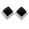 New 111 silver needle fashion temperament elegant stud earrings women, personality versatile design sense geometric rhombus crystal earrings
