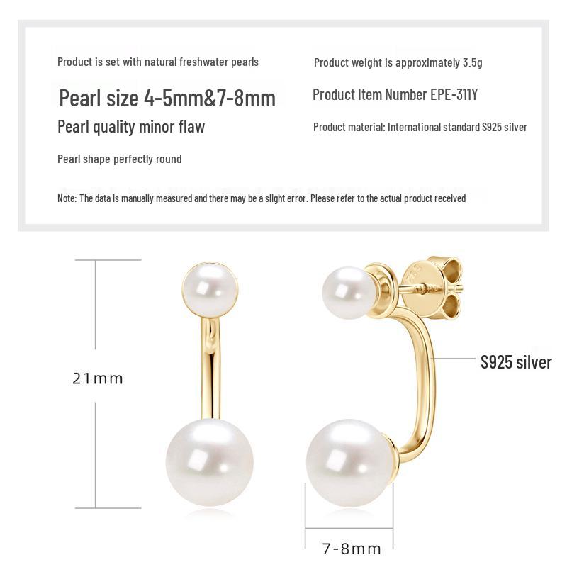 Double Wear Freshwater Pearl Sterling Silver Dangle Earrings for Women - Versatile, Stylish Christmas Gift 