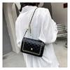 Damska jednokolorowa torba na ramię z klamrą blokującą, mała, kwadratowa, torba na ramię, torba na ramię z PU, regulowany pasek na łańcuszek