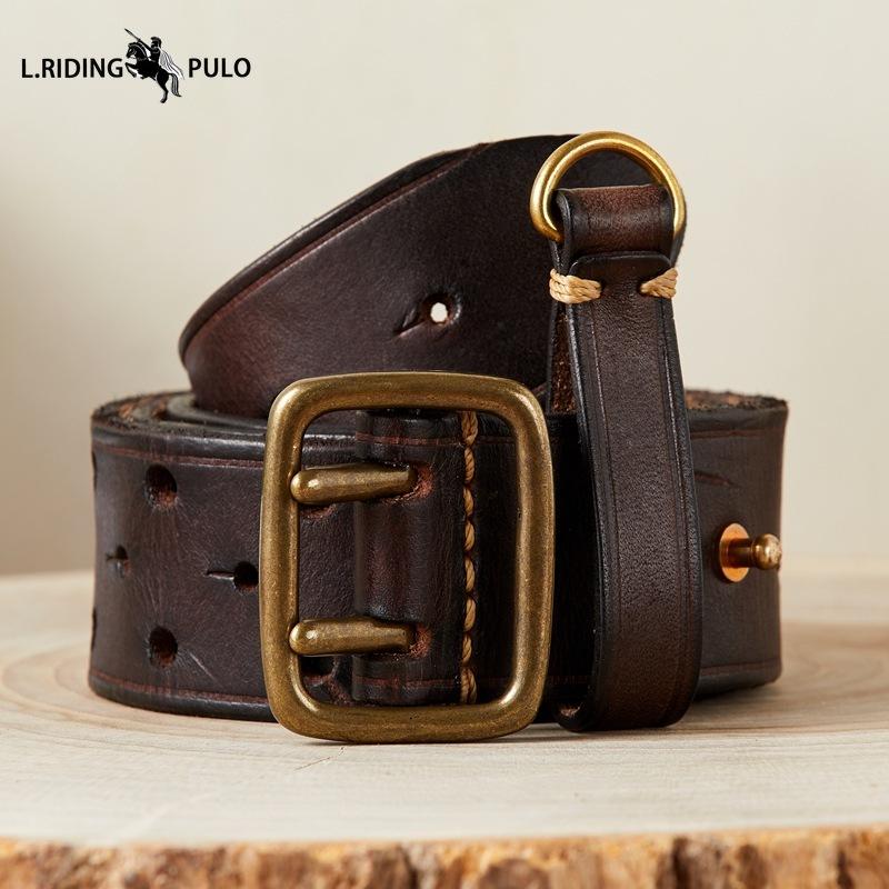 Móda v korejském stylu Osobnostní trend Pás s dvojitou sponou Pánský z pravé kůže Čistá hovězí kůže Retro Mládež Všestranný džínový pás