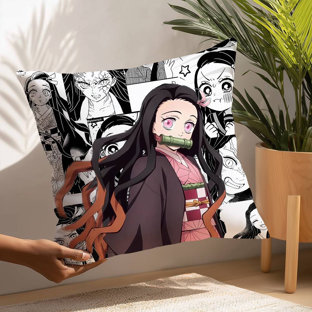 D-Demon S-Slayer Pillow Case Plush Fabric Soft  Pillowcase Double Sided Print Cushion Cover Household Gifts