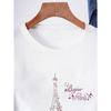 Women's Floral Eiffel Tower Bicycle Print Tee Round Neck Short Sleeve Spring Summer Casual Patterned Everyday Stylish Top