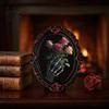 Decorative Magnetic Photo Holders Halloween Wooden Refrigerator Magnets, Vintage Gothic Oval Frame Fridge Magnets with Witch Ghost Decors Castle Art,
